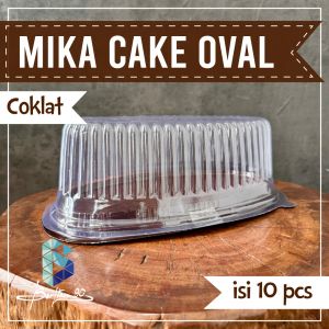 mika cake oval mika ct oval coklat bening untuk cheesecake kue tart pudding isi 10 pcs