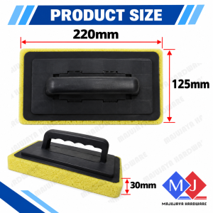 Yellow Sponge Scrub Trowel 220x125x30mm with Handle for Plaster Cement Tile Mosaic Grout Cleaning DIY Span Simen Tool