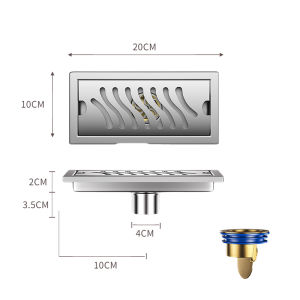 Bright rectangular floor drain middle/side drain SUS304 stainless steel pure copper floor drain core