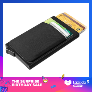 Men Aluminum Wallet With Back Pocket ID Card Holder RFID Blocking Mini Slim Metal Wallet Automatic Pop up Credit Card Coin Purse