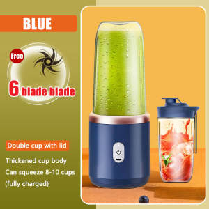 Upgraded 2 Cups Portable Fruit Juicer Blender 6 Blade Juice Mixer Mini Ice Blender USB Charging Wireless Juice Extractor Blender Tumbler Portable
