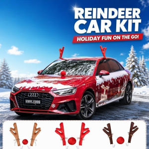 Car Reindeer Antlers Red Nose Christmas Decoration Universal Fabric Truck SUV Van Holiday