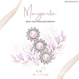 Wirdora Brooch Margarita with Certified Authentic Crystals/Pearl/Hijab/Tudung/Pin Tajam/Pin Kerongsang