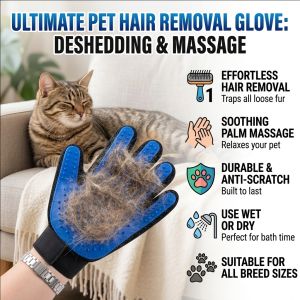 Pet Deshedding Gloves Pet Grooming Gloves Bathing Massage Gloves Remove Loose Hair Pet Hair Removal Tool Cat Dog Grooming Supplies Soft Silicone Rubber Brush Pet Care Accessories