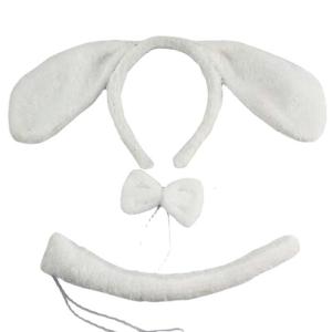 Creative Plush Animal Hair Hoop Dog Ears Headband + Bow + Tail Set Dog Ears Hair Hoop for Birthday Party Gatherings