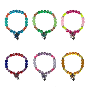Colorful Bead Bracelet Beaded Wristband Butterfly Pendant Handchain Accessory for Parties and Everyday Wear