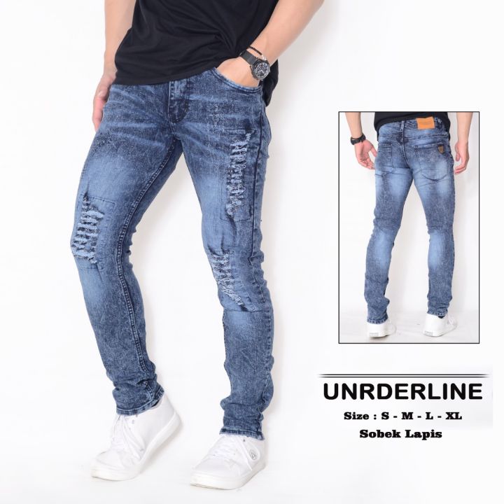 Celana Panjang Jeans Pria Dewasa Terbaru Model Sobek Lapis Tidak Tebus ...