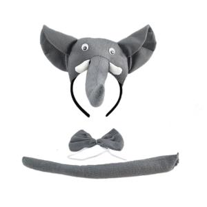 Halloween Animal Costume for Kid Birthday Party Halloween Elephant Dress up Costume Elephant Hairband Tail Bowtie