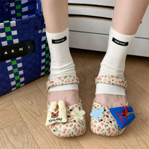 [Free Shipping] Ballet-Style Clogs For Women Featuring An Eva Material Design With A Cute Cartoon Bear Motif Perfect For A Youthful And Playful Look Suitable For Wearing Outdoors On The Beach Or During Vacations And Providing A Non-Slip Grip.These A