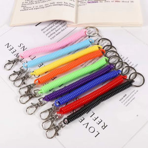 5pcs Spiral Retractable Spring Coil Keychain Theftproof Anti Lost Stretch Cord Safety Key Ring with Metal Lobster Clasp for Keys
