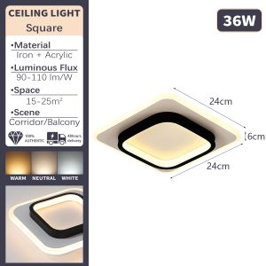 Ceiling Light LED Tri Color Wood Grain Light Embedded Light Ceiling Lamp Hallway Kitchen Living Room