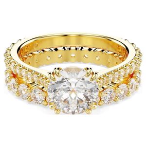 【Official Store】SWAROVSKI New Gold plated Set (2) White Diamond Round Cut Stilla Ring The best gifts for your girlfriend or best friend on Valentines Day or birthday