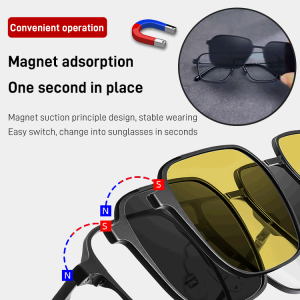 Polarized double beam magnetic retro sunglasses
