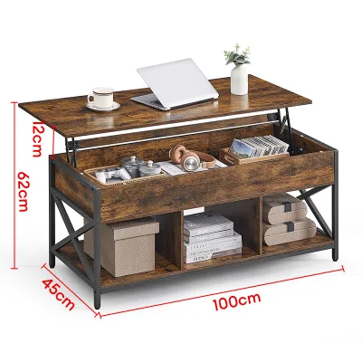 American European retro lift table coffee table tea table small dining table multi-purpose with hidden storage space living room tea table可升降茶几
