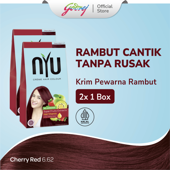 [Paket isi 2] NYU Creme Hair Color Cherry Red 60ml - NYU Pewarna Rambut