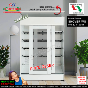 Lemari Sepatu pintu Geser Sliding 5 rak bagian atas bisa dibuka utk tempat Kaus Kaki Semir dll