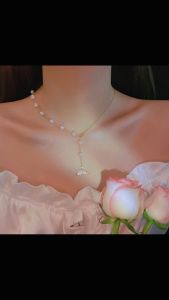 Rantai Leher 珍珠美人鱼尾项链 Mermaid Tail Pearl Necklace 女小众设计冷淡风高级百搭锁骨链 Elegant Clavicle Fashion Jewelry