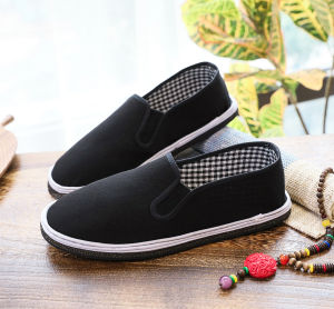 Mens cloth shoes non-slip wear-resistant tooling labor insurance black cloth clip-soled shoes breathable leisure