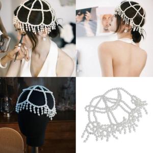 Elegant Pearls Hair Jewelry Women Tiaras Headpieces for Pageants Proms Party Wedding Bride for Evening Dress