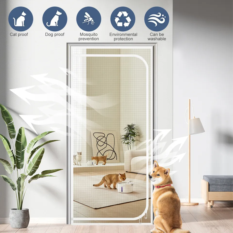 Ready Stock Cat screen Door Heavy Duty Pet Screen Door Prevent Dogs Cats from Running around Partition Mesh Cat Door Screen Double Zip Black Lazada PH