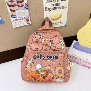 LINSBAYWU Cartoon Capybara Backpack Breathable Large Capacity Student Schoolbag  Nylon Book Bag
