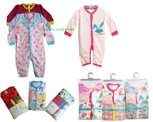 [ GIÁ TỐT] Set 3 Body Tay Dài liền quần cotton Việt Nam cho bé Gái từ 3 tháng - 2 tuổi( Màu ngẫu nhiên ) - áo liền quần body suit sleep suit body dài tay