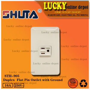 SHUTA STH-905 FLAT PIN OUTLET WITH GROUND 16A 250V
