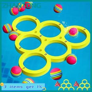 ZHANTONG 1PC bảng nổi với 10 quả bóng nổi Đồ chơi vòng ném trò chơi thể thao dưới nước nổi hồ bơi trò chơi đồ chơi EVA ném vòng tròn