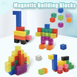 40PCS Magnetic Building Blocks for Kids Transparent Construction Minecraft Assembling Puzzle Cube