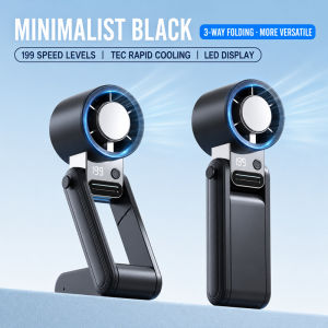 Portable Handheld Fan 199 Speed Foldable Cooling Desk Fan Quiet Handheld with Digital Display USB Rechargeable