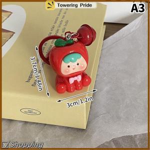 [Towering Pride] 1 5Pcs Fruits Bell Keychain Cartoon Blizzard Fruit Resin Keychain For Boys Girls Backpack Pendants Toys For Kids