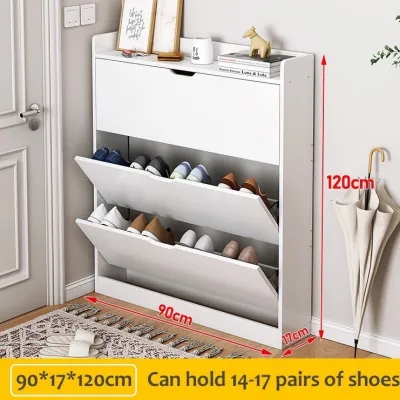 Simple Shoe Rack Home Narrow Entryway Indoor Stylish Bedroom Dustproof Storage Organizer Ultra Thin Flip Down Shoe Cabinet Space Saving Multifunctional Shoe Storage For Small Apartment And Rental House