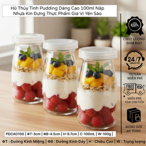 Combo 6 Hũ Thủy Tinh Làm Sữa Chua 100ml Nắp Nhựa Kín SCTG100