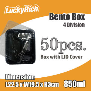 LuckyRich - Bento Box 4div 50pcs Plastic Food Container with lid cover - for food storage