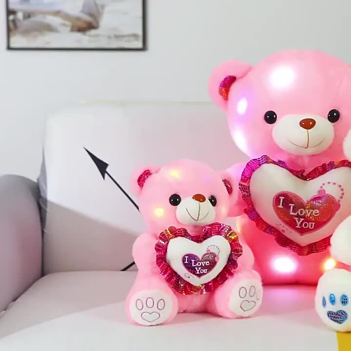 GGMM Holding-Heart Bear Plush Toy Doll Luminous Bear Doll Children's