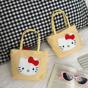 G5Q1 Cartoon Kitty Cat Canvas Bag Cute Korean Style Small Cloth Handbag Portable Storage Bag KT Cat Tote Bag Women