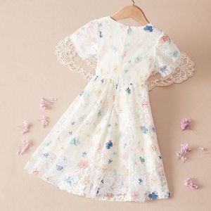 Riluo Girls Princess Dress 3 To 4 To 5 To 6 To 7 To 8 To 9 To 10 To 11 To 12 Years Old Girls Summer Kids Dresses Short Sleeve Skirts Birthday Gifts for Girls