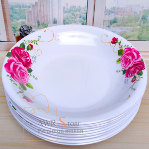 PIRING MAKAN BULAT CEKUNG 9 INCH BAHAN MELAMIN ASLI 12 PCS PIRING MEWAH
