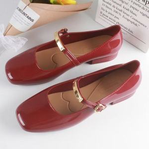 [Free Shipping] New WomenS Spring And Autumn Square-Toe Shallow-Mouth Single Shoes Fashionable Slip-On Style With A Single Strap And Wedge Heel Casual Flat Sandals