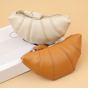 MANHOODSTORE6RE6 จุได้มาก ถุงครัวซองต์ กันน้ำกันน้ำได้ หนังพียู กระเป๋าเครื่องสำอางลิปสติก ของขวัญสำหรับเด็ก แบบพกพาได้ กระเป๋าใส่เหรียญ