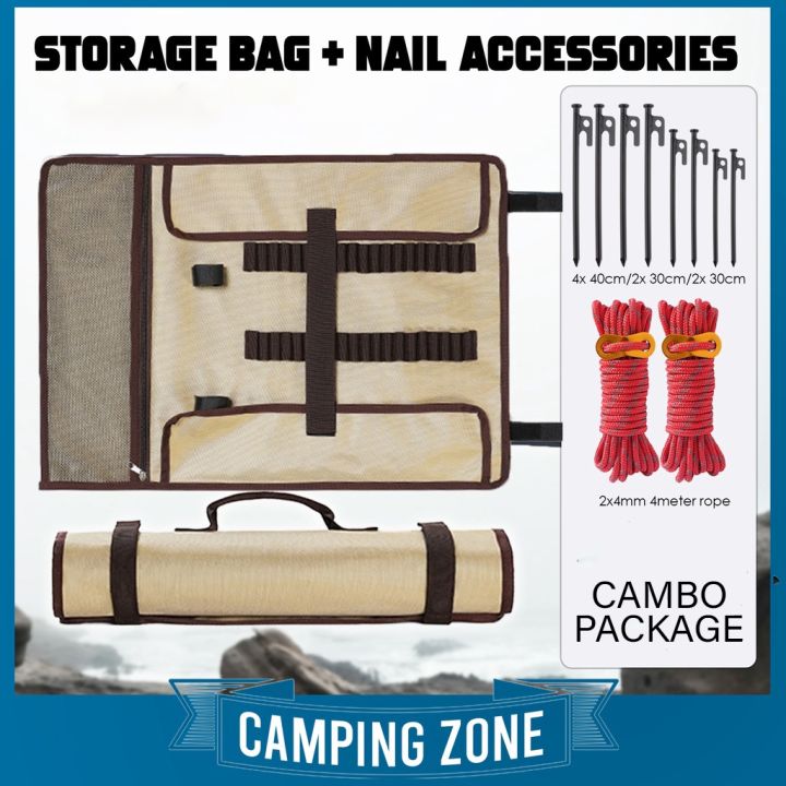 Tent Stake Bag, Camping Stake Organizer Bag, 40 x 10cm Large Capacity