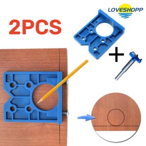 2Pcs Wood Cutter Carpenter Woodworking Diy Tools Drill Bits Set for Hinge with Concealed Hinge Boring Jig