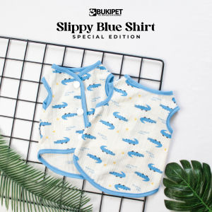 Baju Kucing Anjing Cewek Cowo Lucu Murah Gratis Ongkir 3 pcs 5 Ribu - Bukipet Slippy Blue Shirt
