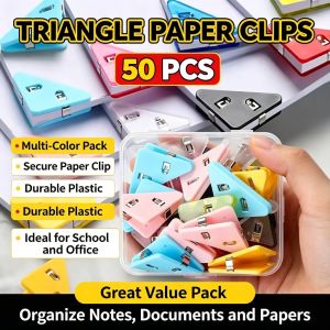 【50Pcs】Triangle Corner Clips Plastic Edge Clips Index Clamps Small Binder Clips for School Office Supplies