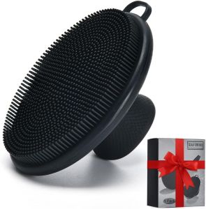 Face ScrubberSilicone Face Scrubber for Men WomenThird Generation Upgraded 1262 Soft Bristle Manual Cleansing BrushesSuitable for All Skin Typesface exfoliating Cleaning Brush (Black) (Large)