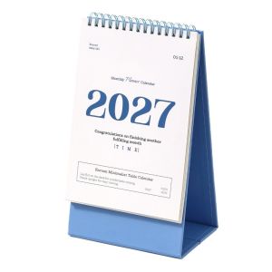 BELLETEN Korean Style Desk Calendar Blue 2027 Memo Calendar Gifts Coil Calendar Home Office