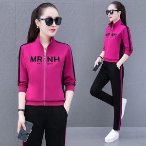 ＜915＞ Fashion Casual Exercise Suit Womens Autumn New Korean Style Loose plus Size Casual Jacket Running Suit Two-Piece Suit Fashion