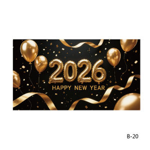 Hantar dari gudang tempatan2026 Happy New Year Background Cloth HAPPY newyear Party Photo Background Cloth Birthday Backdrop