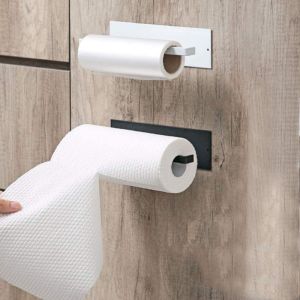 Paper Roll Rack Under Cabinet Mount Self Adhesive Paper Towel Rack Holder Stick on Wall Toilet Paper Roll Rack No Drilling for Bathroom & Kitchen