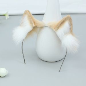 BABYBANG Cat Wolf Ears 20cm Plush Doll Headwear Ear Hairband Black White Headwear for Cotton Doll Kawaii Tails Idol Doll Headwear Cat Ear Plush Doll Cosplay